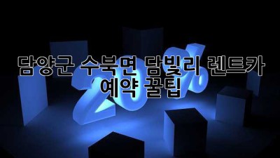 담양군 수북면 담빛리 렌트카 예약 꿀팁!